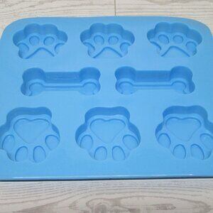 NEW! Blue Silicone Pawprint & Dog Bone Treat Mold - 7in x 5.5in